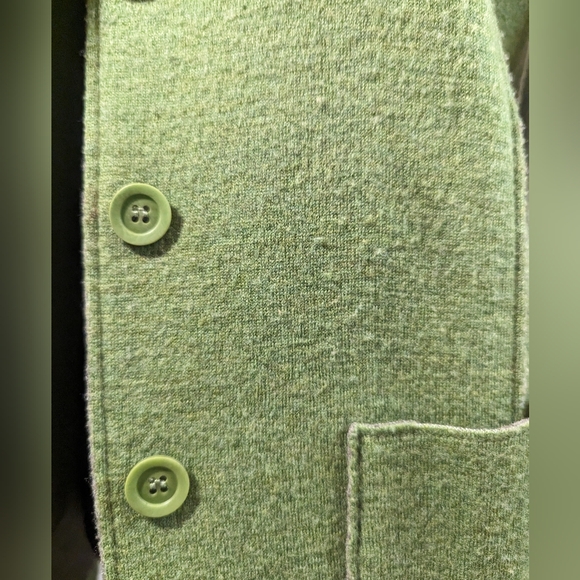 Eileen Fisher Merino Wool Green Slim Cut Button Up Pockets Long Sleeve Medium - Picture 4 of 7
